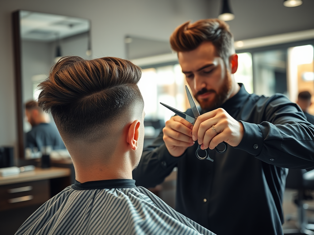 Thinning vs. Texturizing: What Your Barber Is Actually Doing 1 create a highly detailed high resolution image featuring a barber skillfully 11