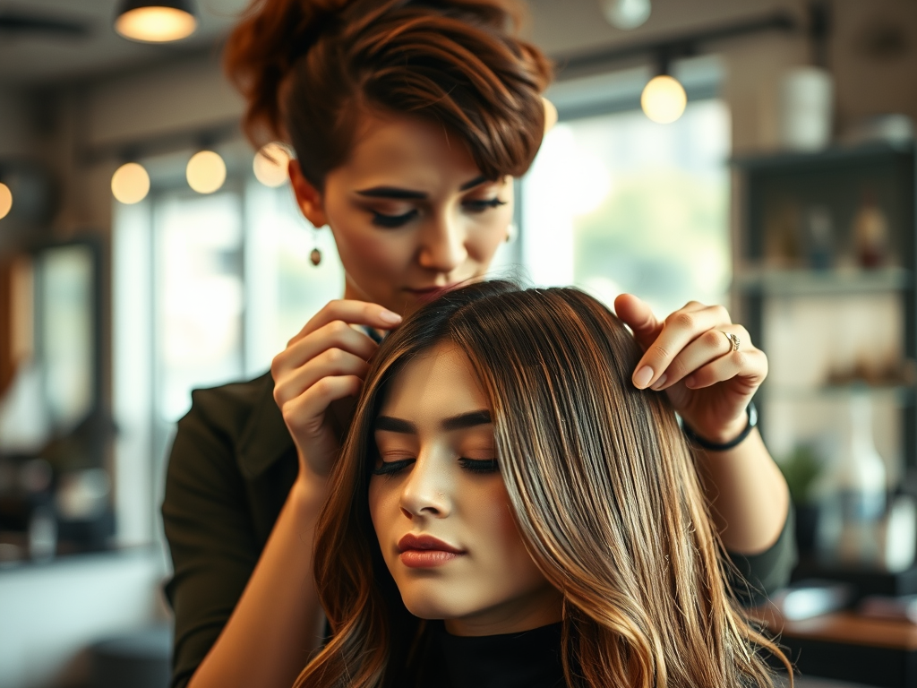 Stop the Damage: Your Overland Park Guide to Hair Color Correction and Restoration 1 create a highly detailed high resolution image showcasing a professional hairstylist 1
