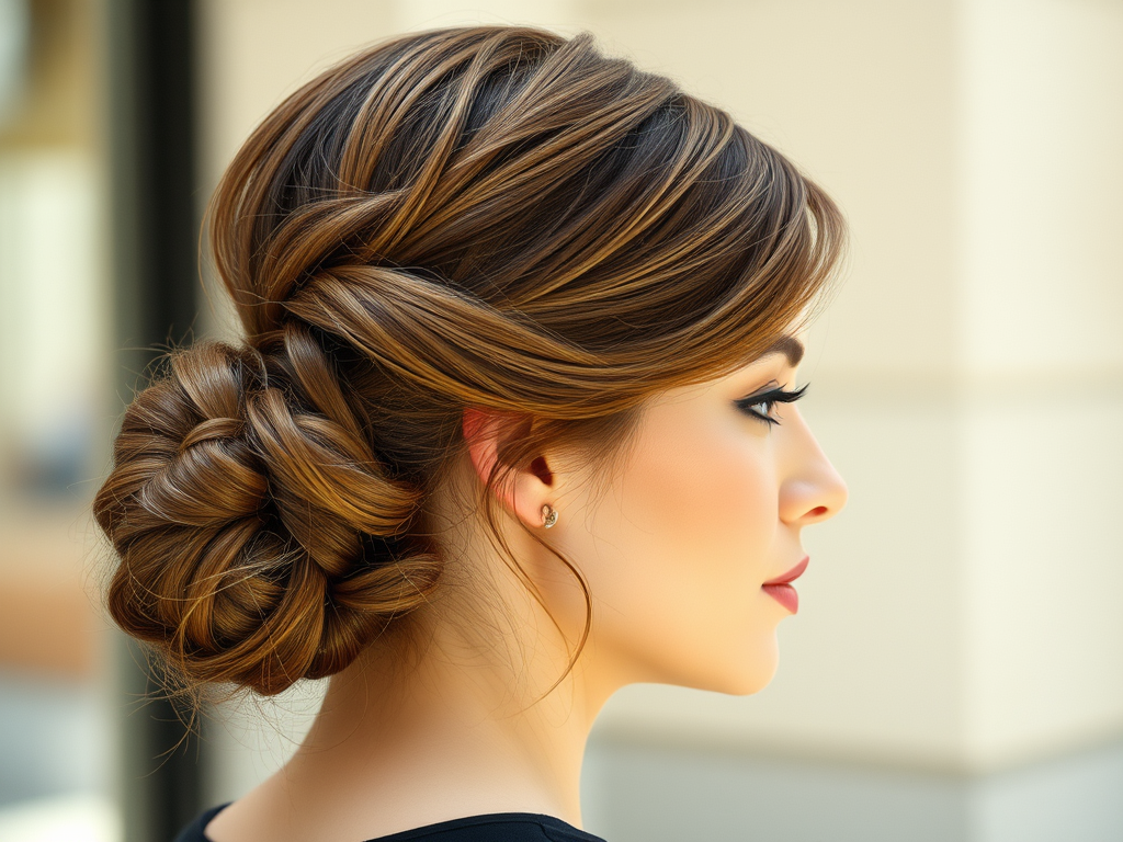 From Work to Weekend: Quick Updo Tutorials from Our Stylists 1 create a highly detailed sharp focused image of a stylish updo