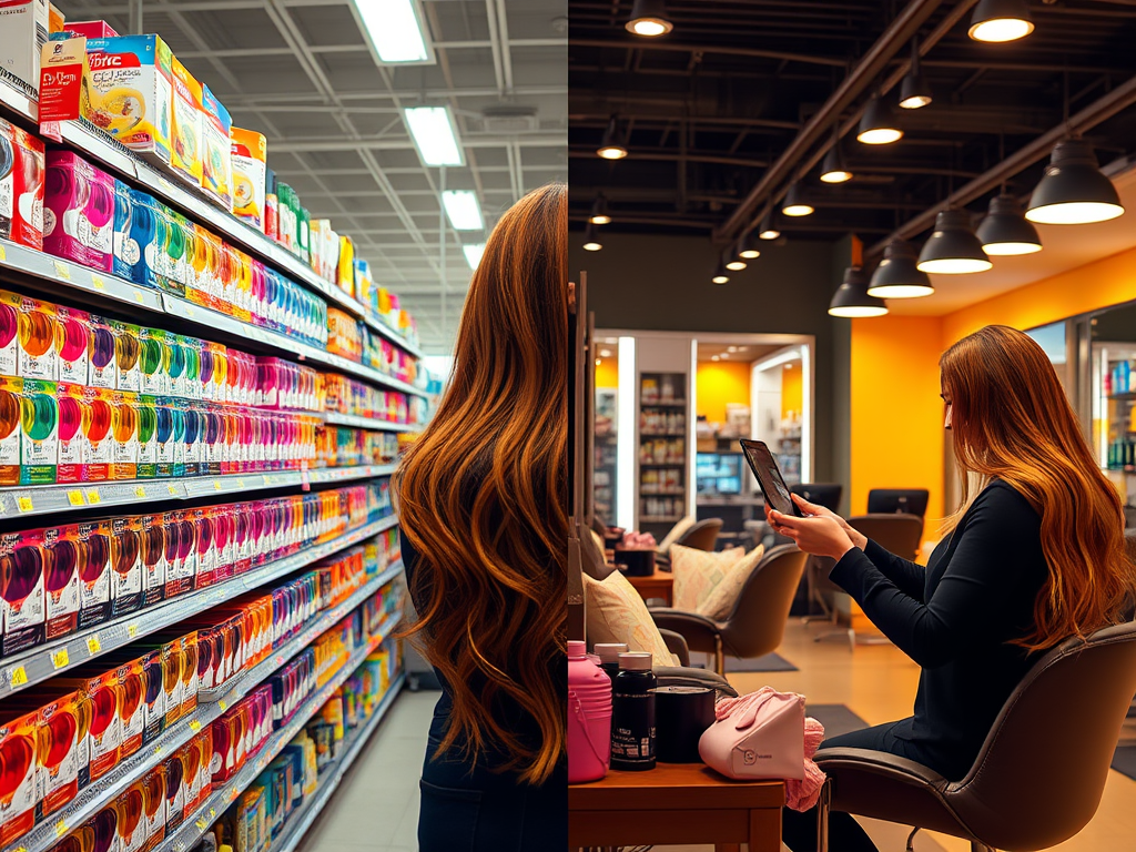 The Color Battle: At-Home Kits vs. Professional Dye—Why Your Stylist Wins Every Time 1 create a vibrant and engaging featured image for a blog 3