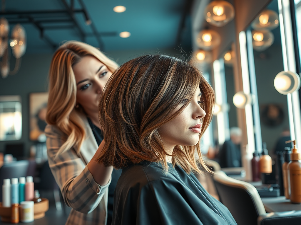 Defining the Decade: The Best Trendy Styles at Just For Hair Salon, Overland Park, KS 1 create a high resolution highly detailed image showcasing a stylish modern