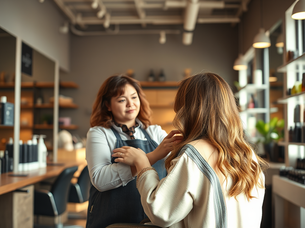A Place Where Hair Feels Understood: Translating Your Vision into a Perfect Cut 1 create a highly detailed image featuring a modern hair salon