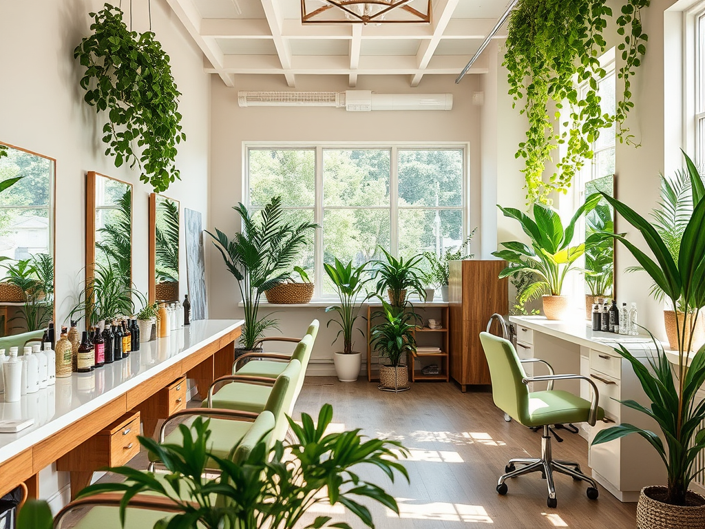 The Green Room: Eco-Friendly Salon Services at Just For Hair Salon 1 create a stunning featured image for a blog post titled