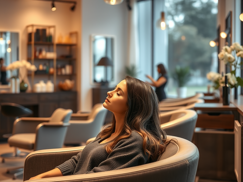 A Relaxed Path to Great Hair: Your Stress-Free Escape at Just For Hair Salon 1 prompt create a high resolution highly detailed image for a blog