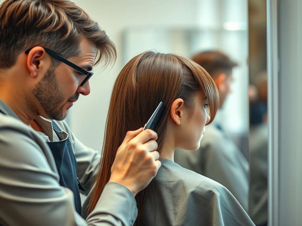 Correcting a "Bad" Haircut: How We Can Help 1 create a high resolution highly detailed image that showcases a professional 2