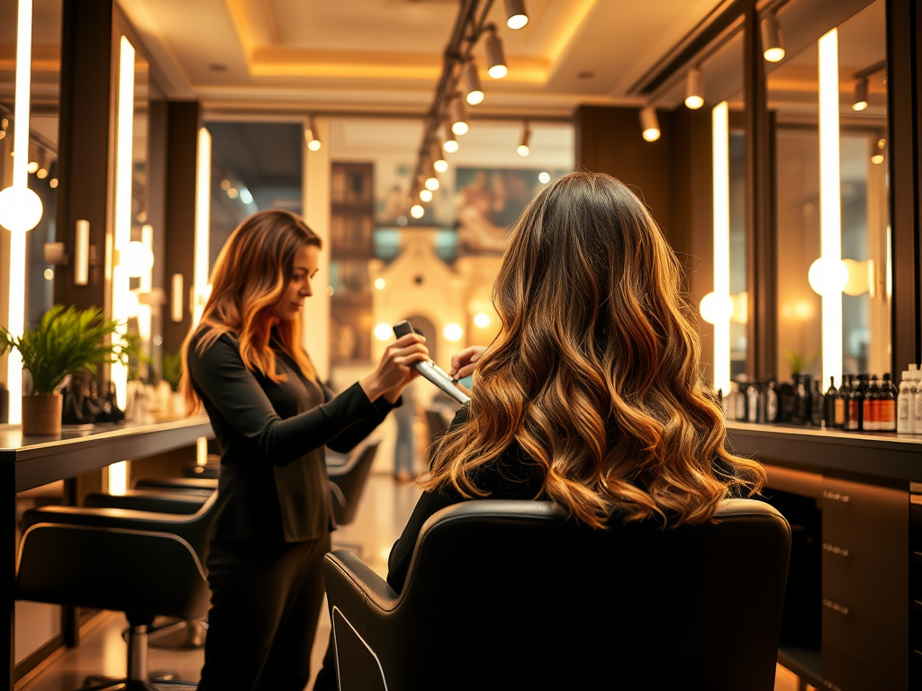 Elevated Hair for Everyday Living: The Philosophy of Just For Hair Salon 1 create a highly detailed and sharp focused image of a luxurious 1