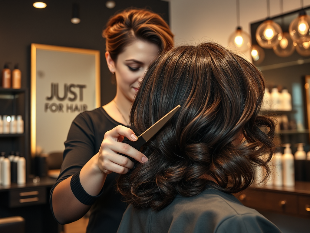 Managing Thick Hair: Thinning and Shaping Techniques 1 create a highly detailed sharp focus image showcasing a stylish