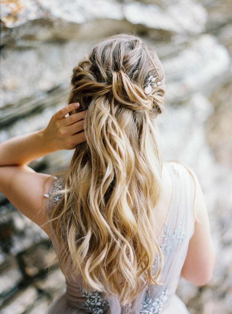 back view of a blonde woman