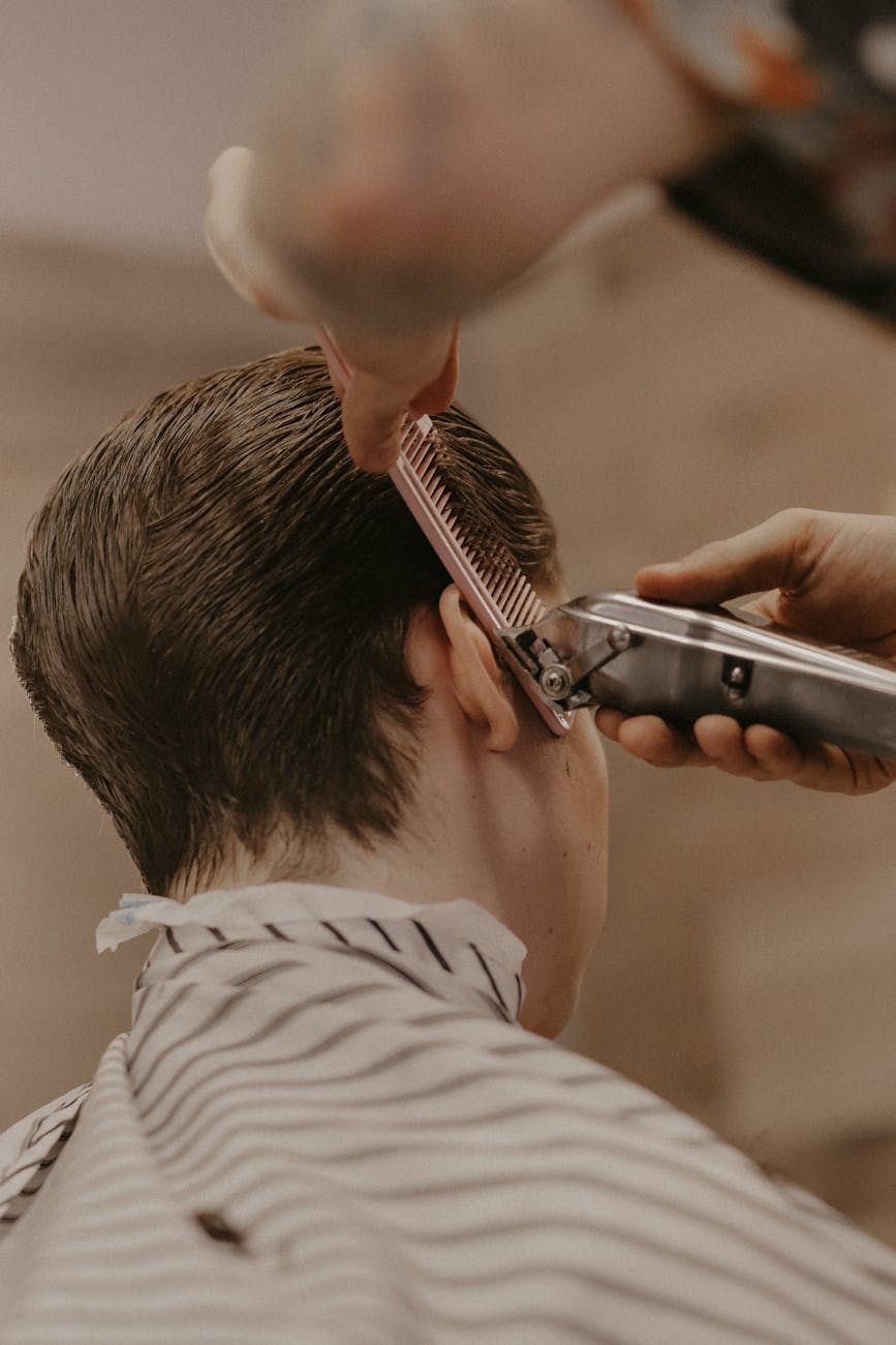 man having a haircut