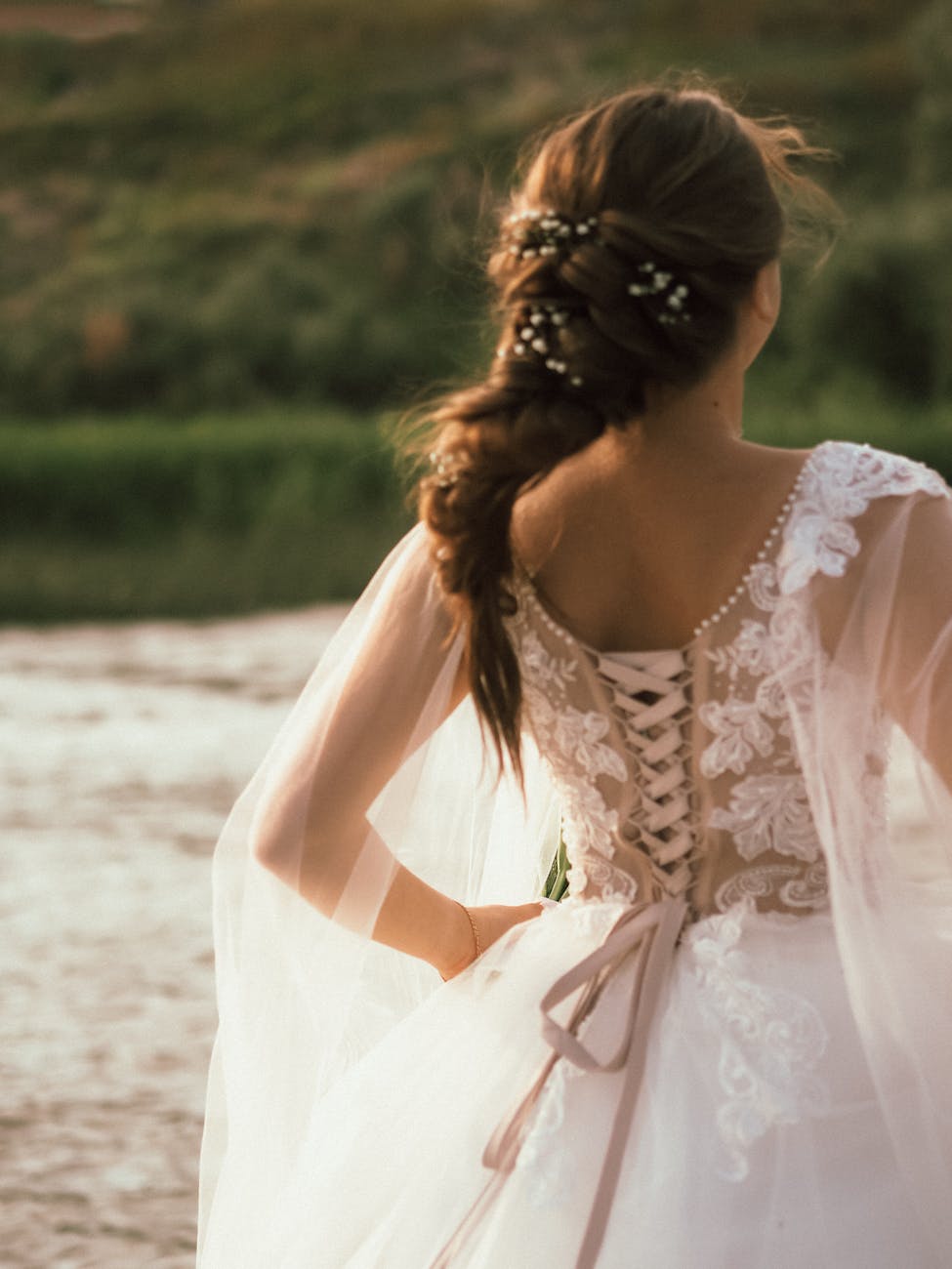 back view of a woman in a wedding dress