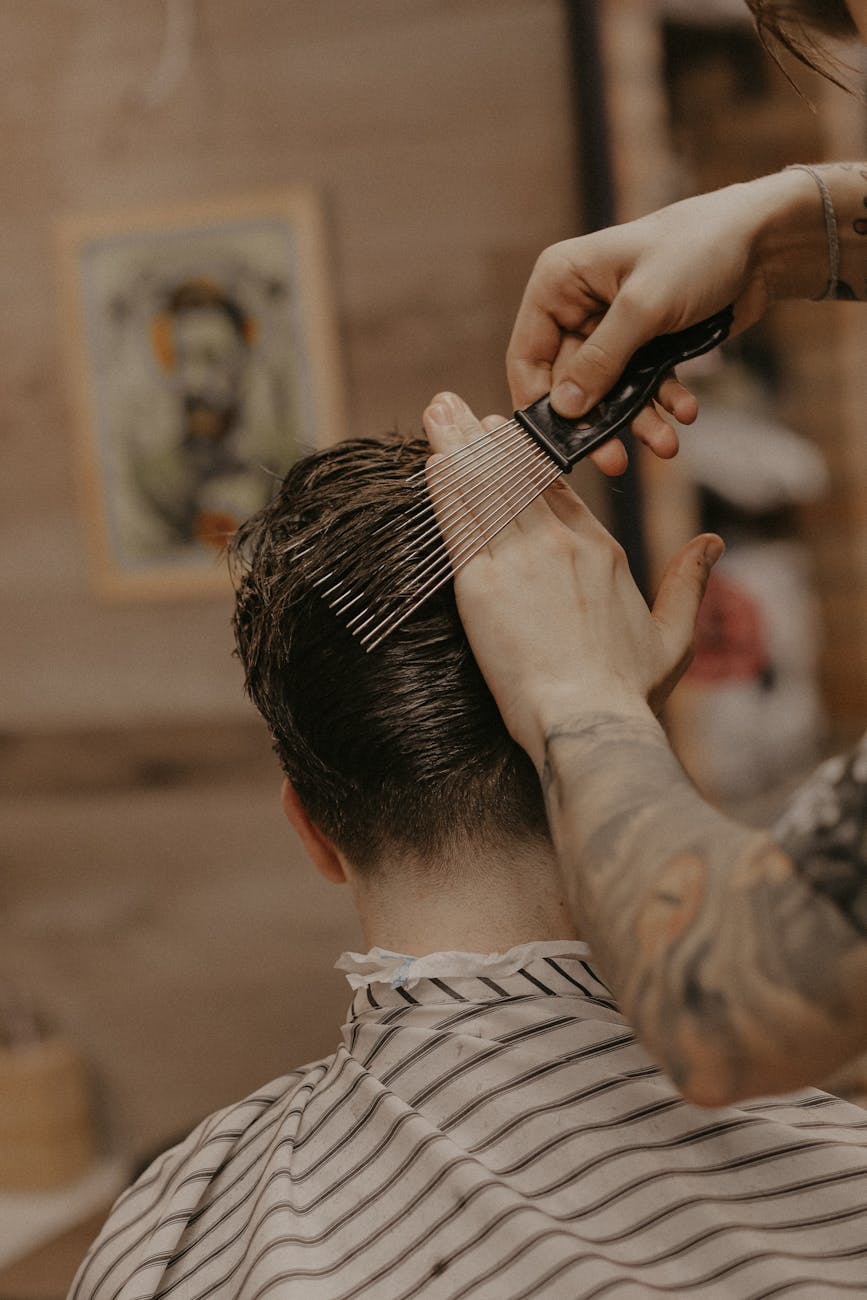 man having a haircut