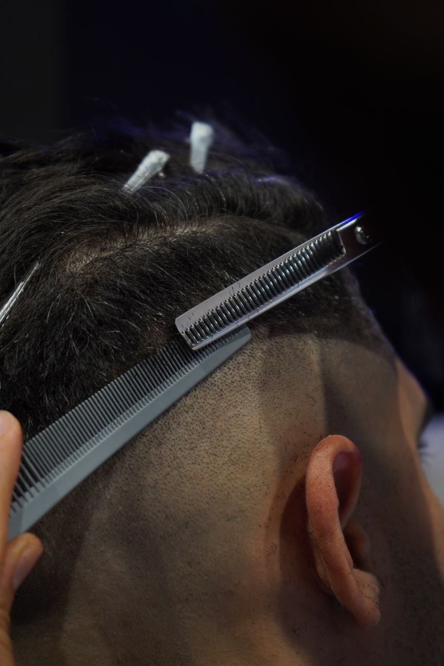 a person having a haircut