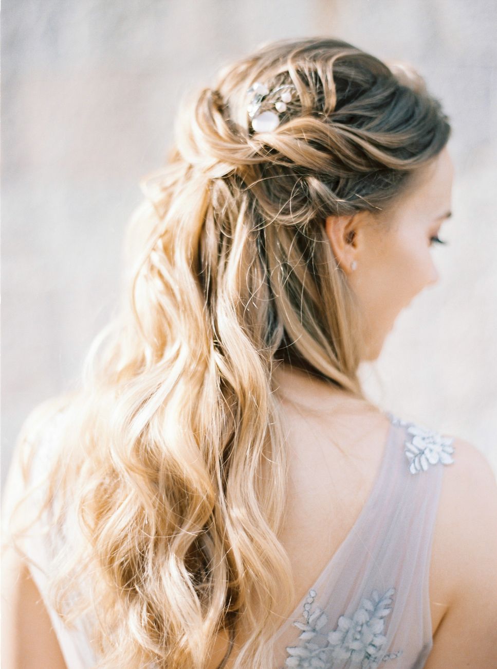 back view of blonde woman