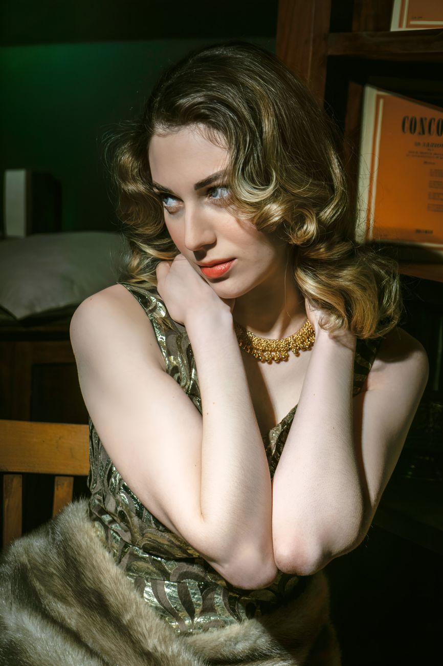 elegant portrait of vintage fashion model