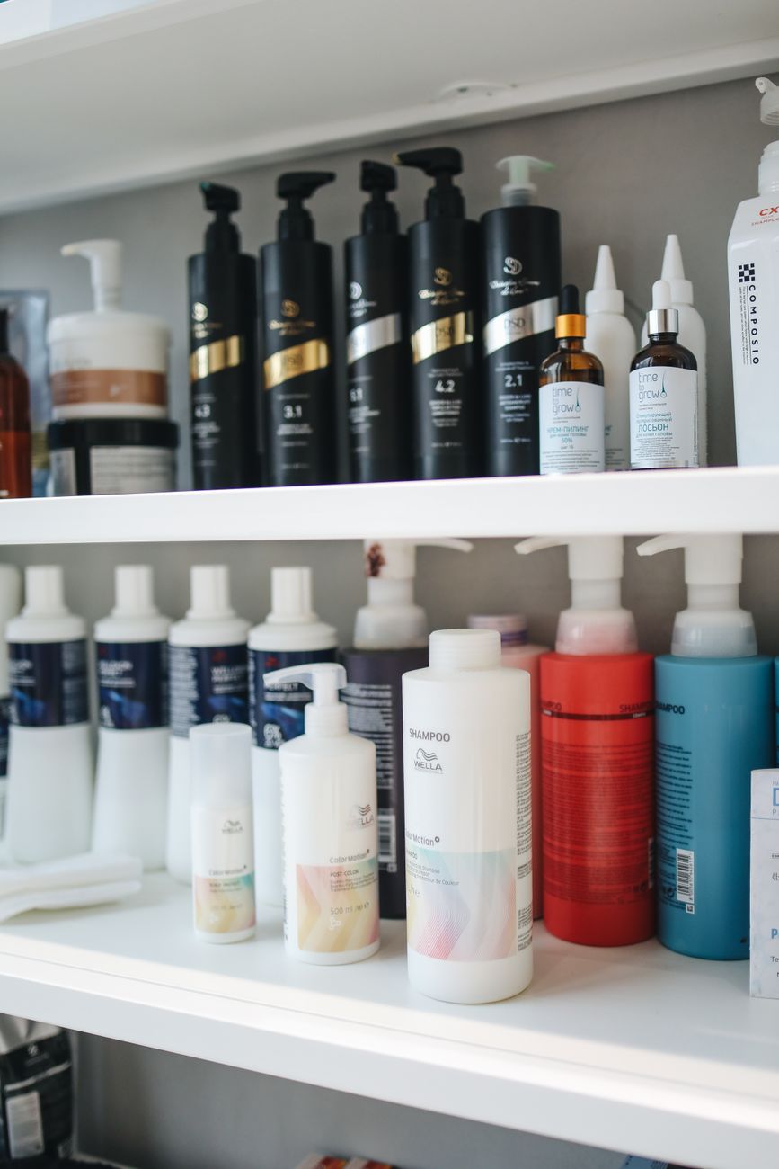plastic bottles on shelf