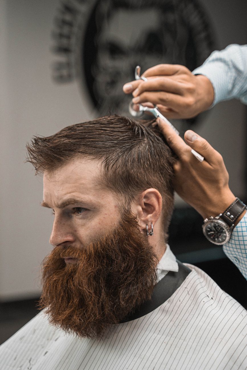 bearded man in a barber shop