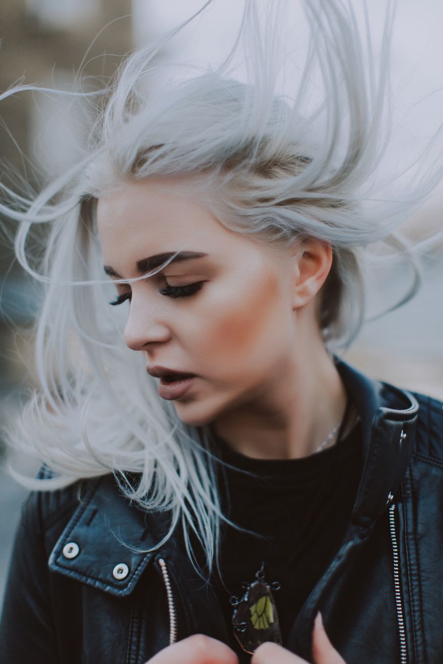 Root Touch-Up Timelines: How Often Should You Dye Gray Roots? 1 women s black leather zip up jacket