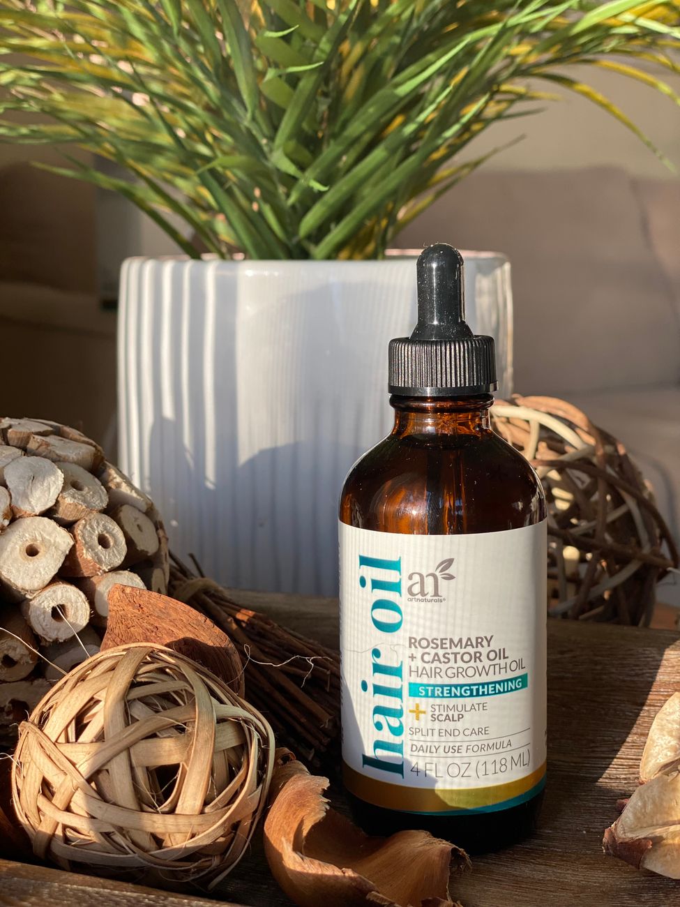 natural hair oil with rosemary and castor