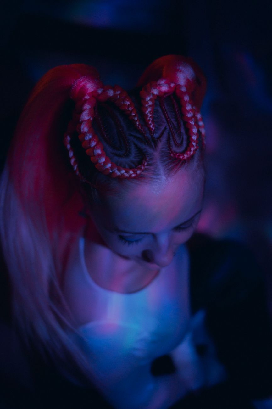 creative hair style with braided patterns